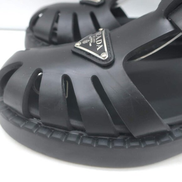 Prada Soft Cage Rubber Fisherman Sandals Black Size 35 - Picture 10 of 16